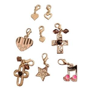 Lot of 8 Clip-on Dangle Silver Tone Charms